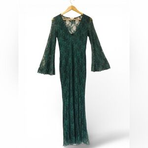 Earthbound Dark Green Lace Maxi Dress Size Small